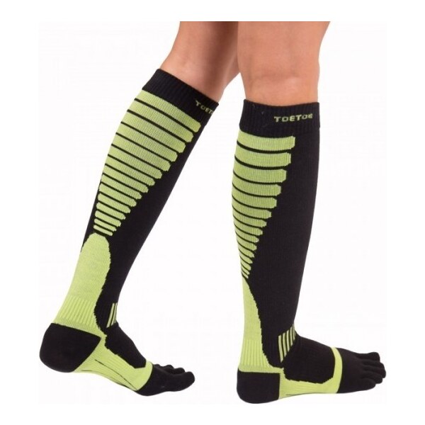 Compression Knee-High prstové kompresný podkolienky ToeToe Čierna / 27781814