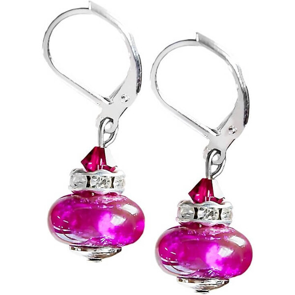 Lampglas Skvostné náušnice Magenta Dream s rýdzim striebrom v perlách 66586218