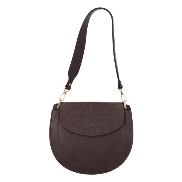 Dámska kožená kabelka cez plece tmavohnedá - ItalY Amanda hnedá 30547672