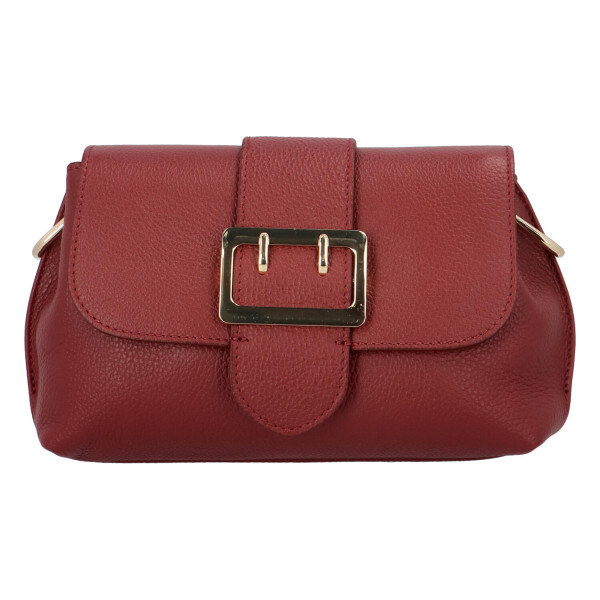 Dámska kožená kabelka cez plece tmavočervená - ItalY Simonna červená 29151351