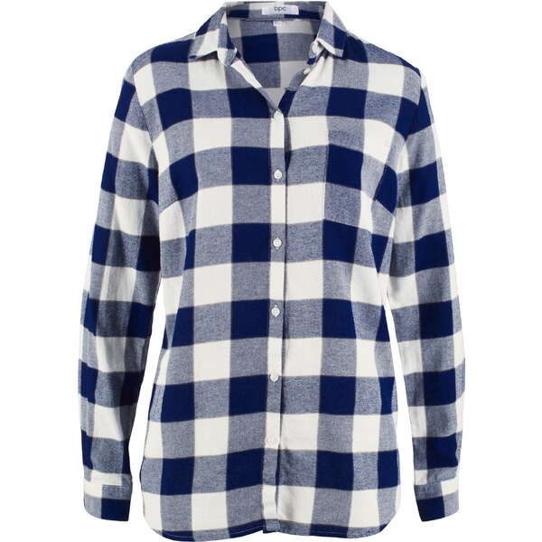 bonprix Flanelová blúzka, dlhý rukáv, farba modrá 44789241