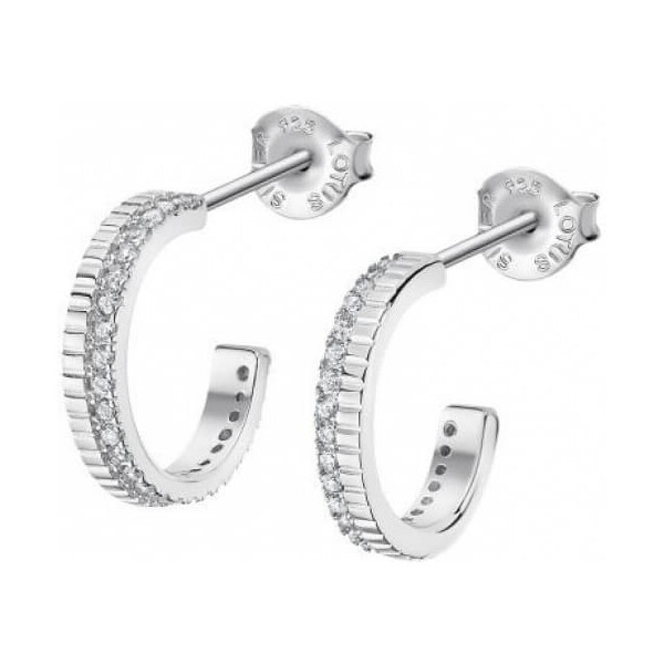 Lotus Silver Trblietavé strieborné náušnice kruhy s čírymi zirkónmi 66594998