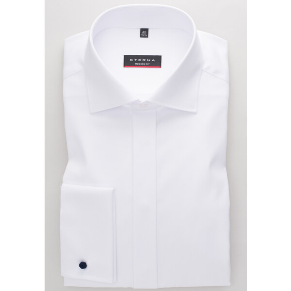 ETERNA Modern Fit biela nie presvitajúca košeľa Cover Rypsový keper - 46668033