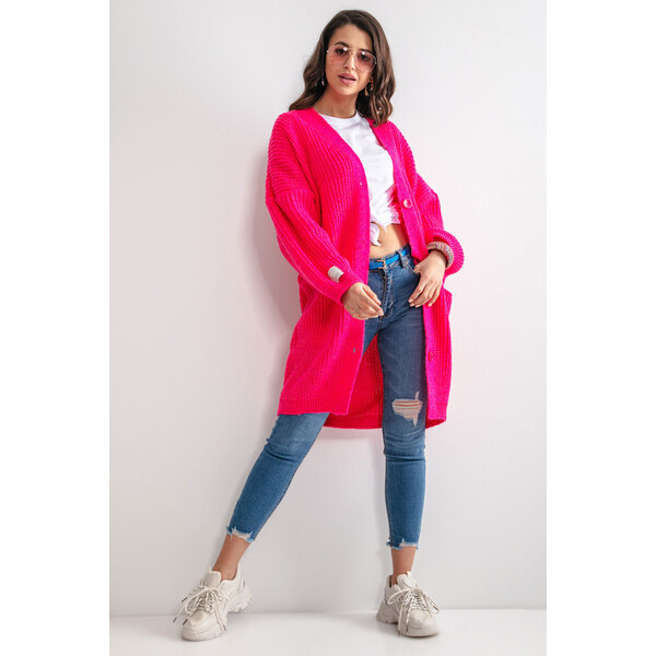 Glara Dámsky velký sveter so zapínaním s vlnou 27009429