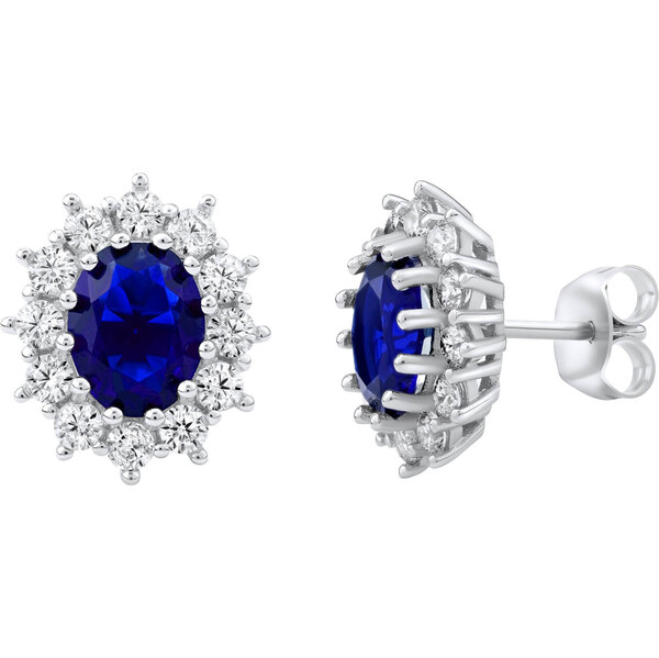 Silvego Strieborné náušnice so syntetickým modrým zafírom Kate 66578879