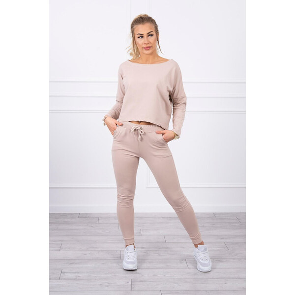 MladaModa Tepláková súprava s oversize blúzkou model 9091 béžová 17892992