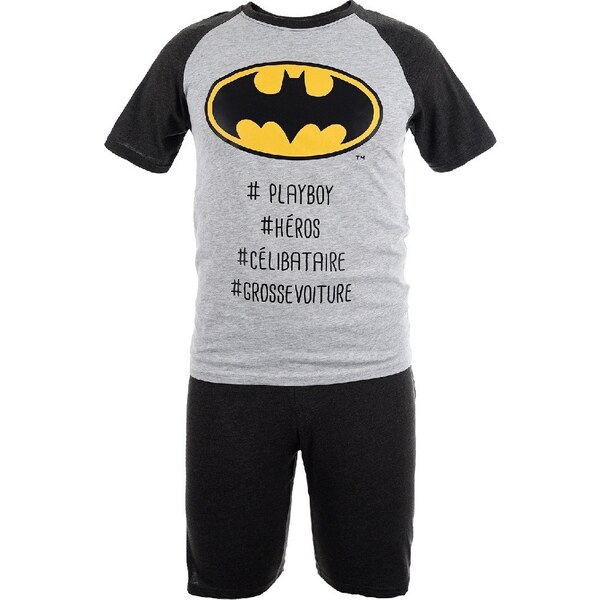 Šedo-čierne krátke pánske pyžamo Batman 27107933