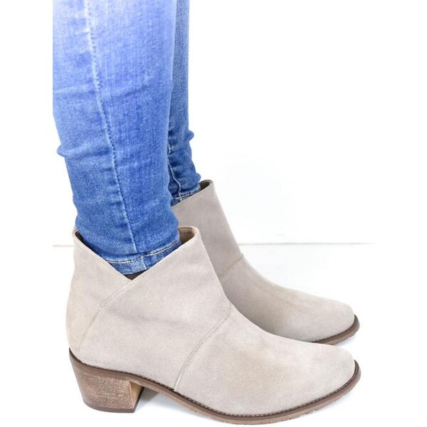 LEON Dámske béžové kožené čižmy VERA 27137391