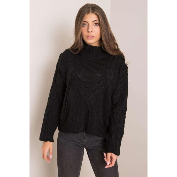 MladaModa Klasický sveter Miguela so stojačikom čierny 58163831