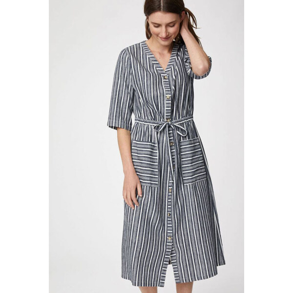 Glara Dámske konopné šaty s prúžkom 36988886