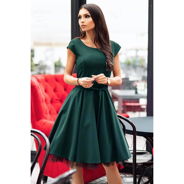 Glara Spoločenské koktejlové šaty s opaskom 35251048