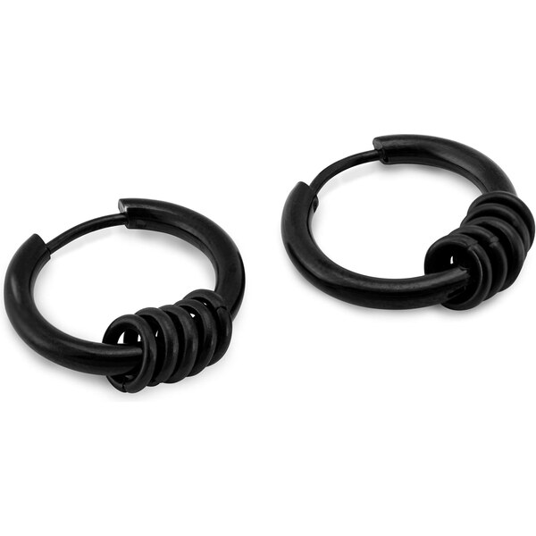 Troli Čierne pánske kruhové náušnice KS-150 66591726