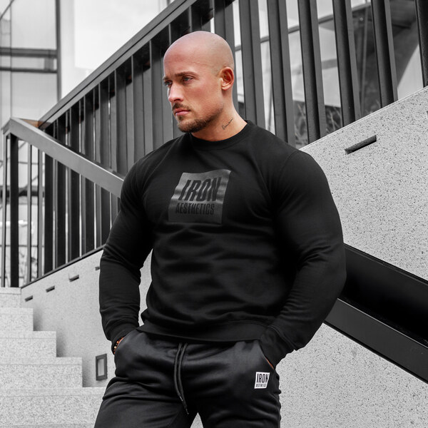 Mikina bez kapucne Iron Aesthetics Boxed, čierna 27203015