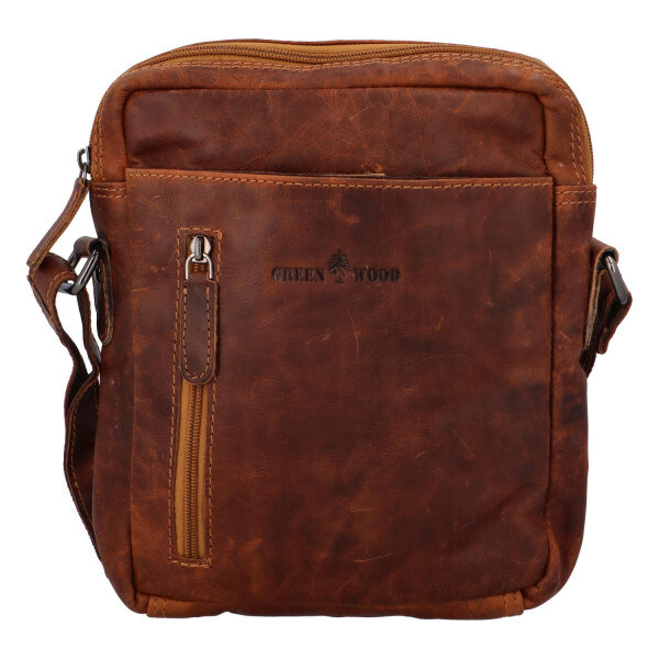 Pánska kožená crossbody taška svetlohnedá - Greenwood Levron hnedá 58493721