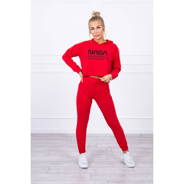 MladaModa Tepláková súprava s nápisom NASA červená 27288636