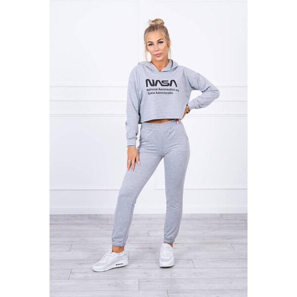 MladaModa Tepláková súprava s nápisom NASA šedá 27288635