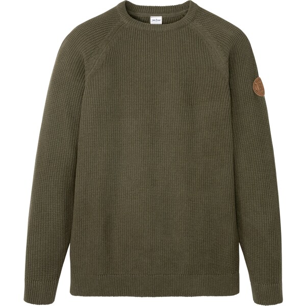 bonprix Hrubo pletený pulóver s recyklovanou bavlnou, farba zelená 45191949