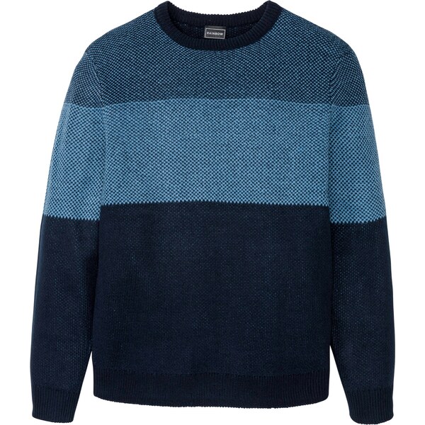 bonprix Pulóver s okrúhlym výstrihom, Colourblocking, farba modrá 45093994