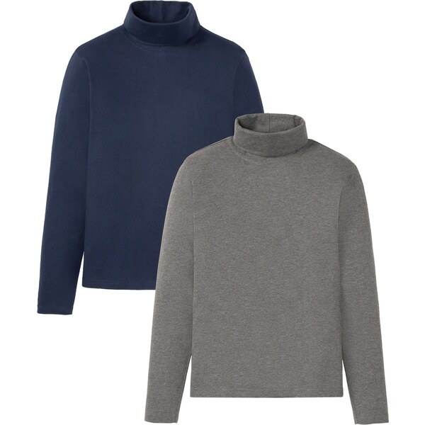 bonprix Rolák s dlhým rukávom (2 ks), z bavlny, farba modrá 45853396