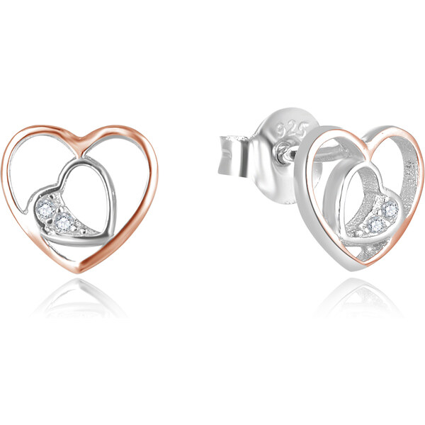 Beneto Romantické bicolor srdiečkové náušnice AGUP2688-RHR 66583885