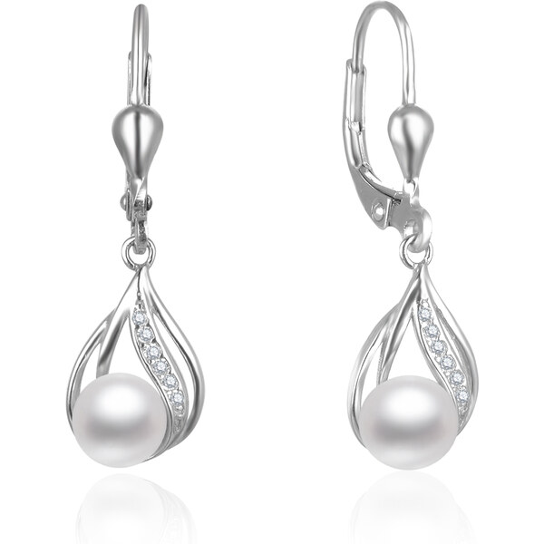 Beneto Pôvabné strieborné náušnice s pravými perlami AGUC2705P 66584591