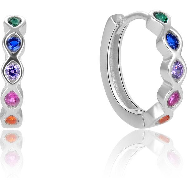Beneto Kruhové strieborné náušnice s farebnými zirkónmi AGUC2696 66578230
