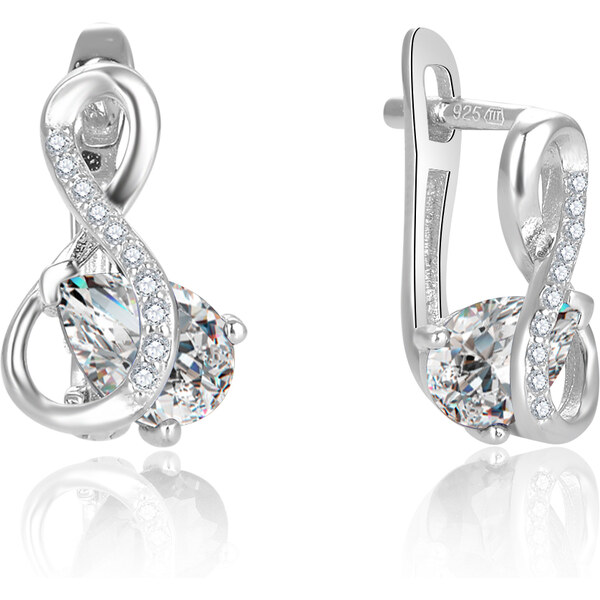 Beneto Oslnivé strieborné náušnice s čírymi zirkónmi AGUC2692-W 66588501