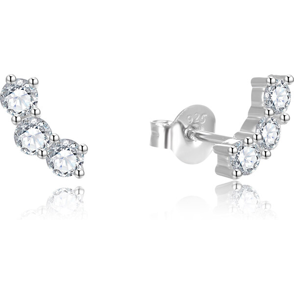 Beneto Strieborné pozdĺžne náušnice s čírymi zirkónmi AGUP2703 66589807