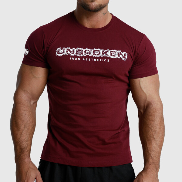 Pánske fitness tričko Iron Aesthetics Unbroken, bordové 27504671