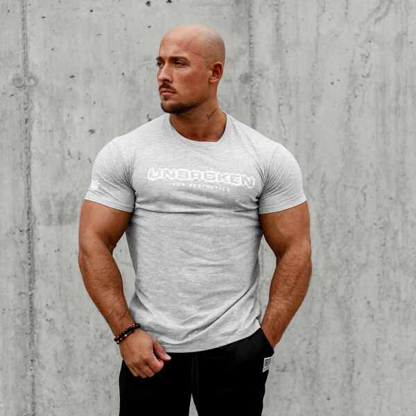 Pánske fitness tričko Iron Aesthetics Unbroken, sivé 27504672