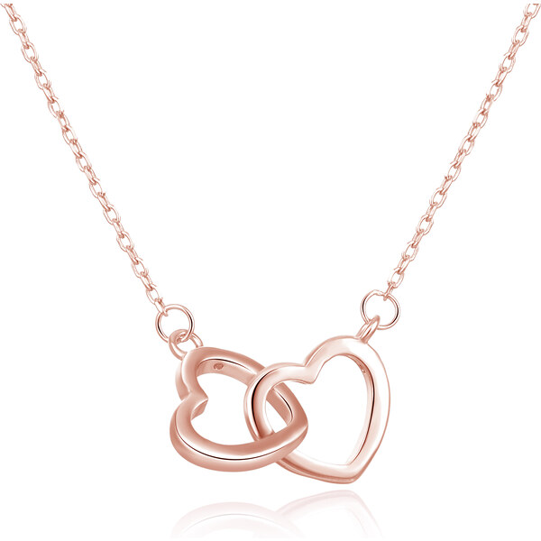 Beneto Bronzový strieborný náhrdelník so srdiečkami AGS1327 / 47-ROSE 66583078