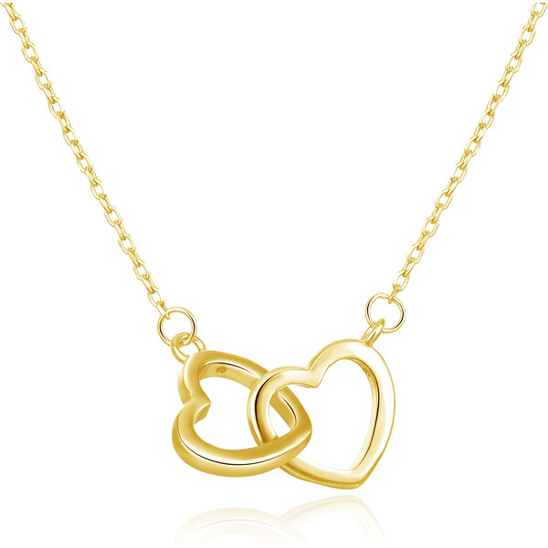 Beneto Pozlátený strieborný náhrdelník so srdiečkami AGS1327 / 47-GOLD 66585299