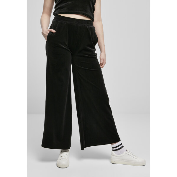 Urban Classics Womens straight velvet sweatpants with high waist black 64634050