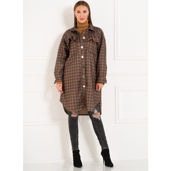 Glamorous by Glam Dámsky oversize kabát pepito vzor s volánmi 27541753