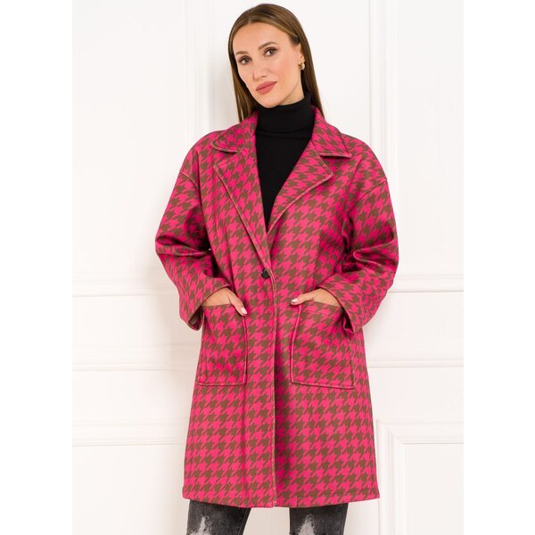 Glamorous by Glam Dámsky oversize kabát pepito vzor fuchsiový 27541755