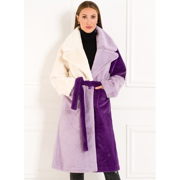 Due Linee Dámsky obojstranný kabát tricolor fialová 27541766