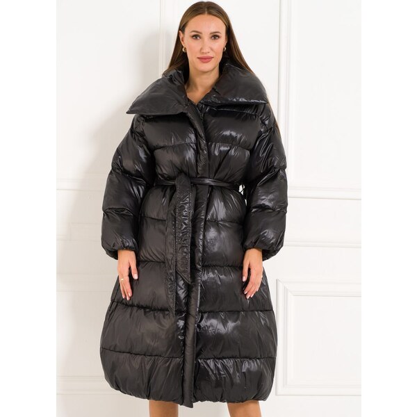 Due Linee Dámska balónová oversize bunda s opaskom čierna 27541978