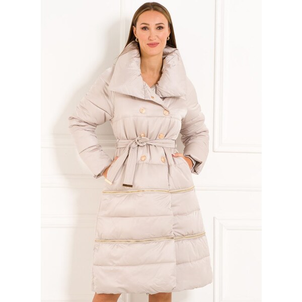 Due Linee Zimná bunda s ozdobnými gombíkmi a zipsami svetlo šedá 27541992