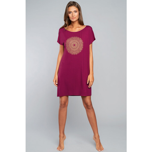 Italian Fashion Elegantná nočná košeľa Mandala vínová, Farba vínová 27583693