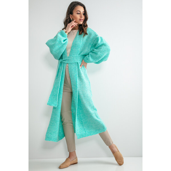 Glara Dlhý pletený kardigán s vlnou 27595835