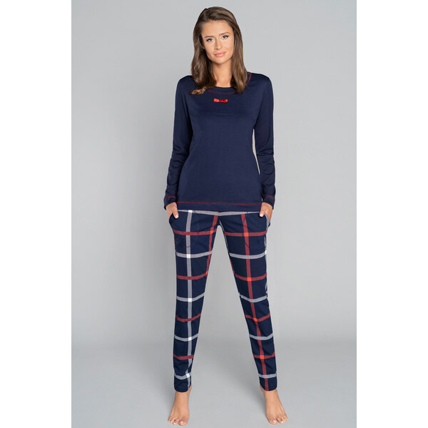 Italian Fashion Dámske bavlnené pyžamo Izera tmavomodré, Farba 27596031