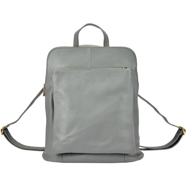 Kožený dámsky módny batôžtek s čelným vreckom Patrizia Piu sivý 44788818
