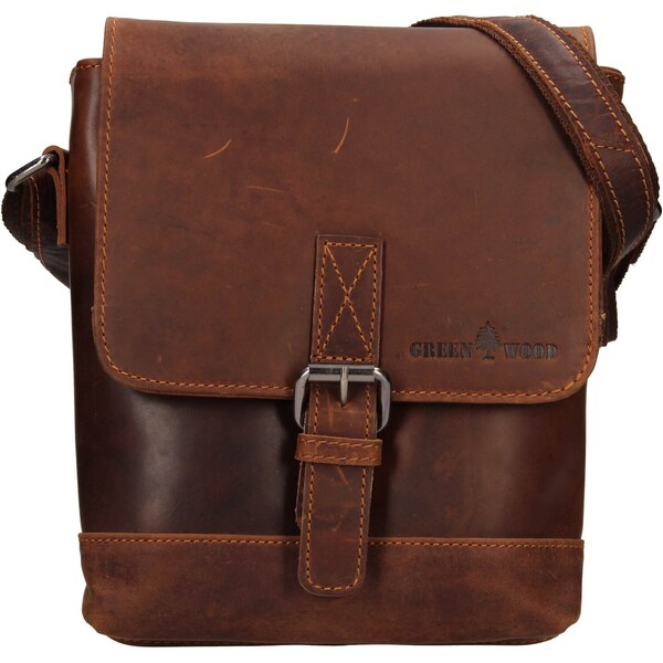 Pánska kožená taška cez rameno Greenwood Fion - hnědá 11534505