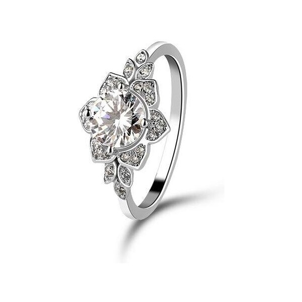 Emporial strieborný rhodiovaný prsteň Trblietavý kvet 41501745