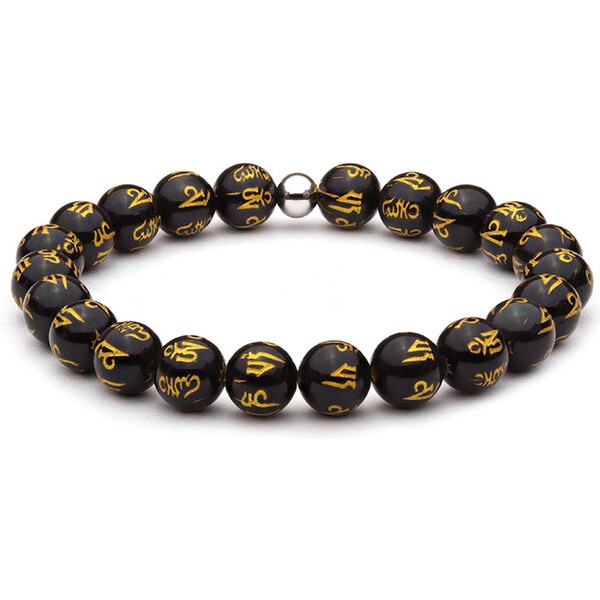 BudNej Minerálny náramok OBSIDIÁN S MANTROU AAA kvalita MN1096 35942013