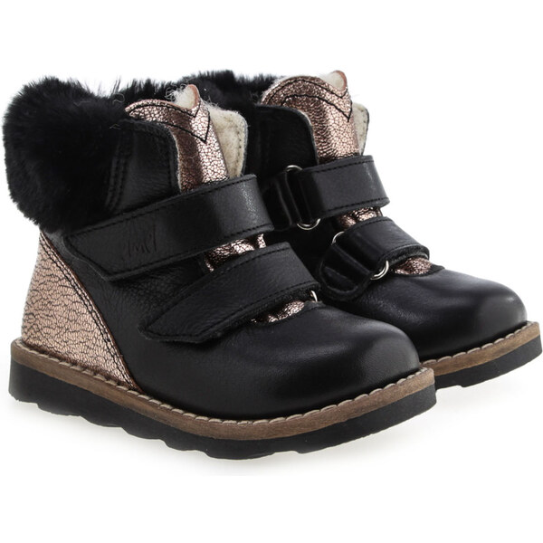 Detské zimné zateplené kožené topánky Emel EV2723MA Čierna 46771258