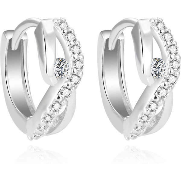 Beneto Žiarivé kruhové náušnice zo striebra sa zirkónmi AGUC2126L 66580225