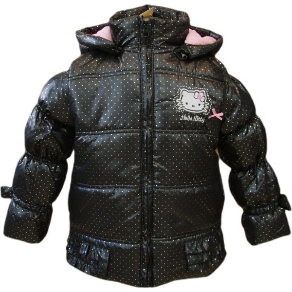 Čierna prešívaná dievčenská bunda Hello Kitty 16390195