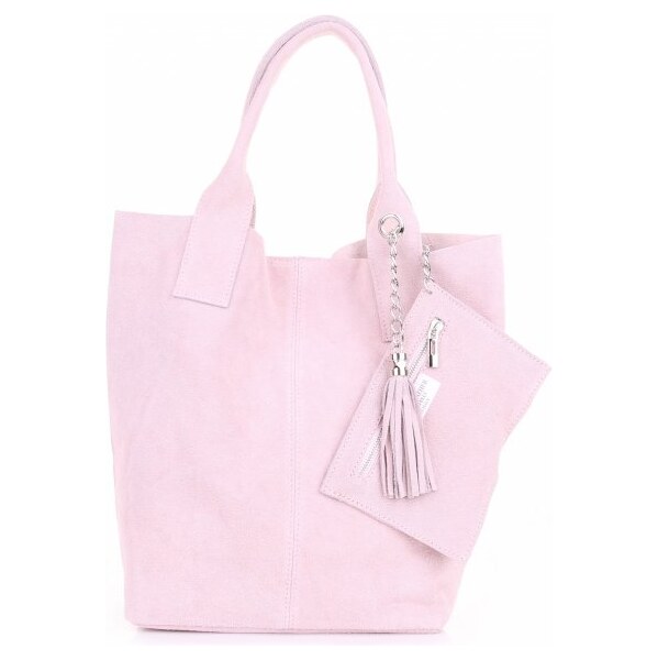 Kožené kabelka shopper bag Genuine Leather púdrová ružová 801 64296081