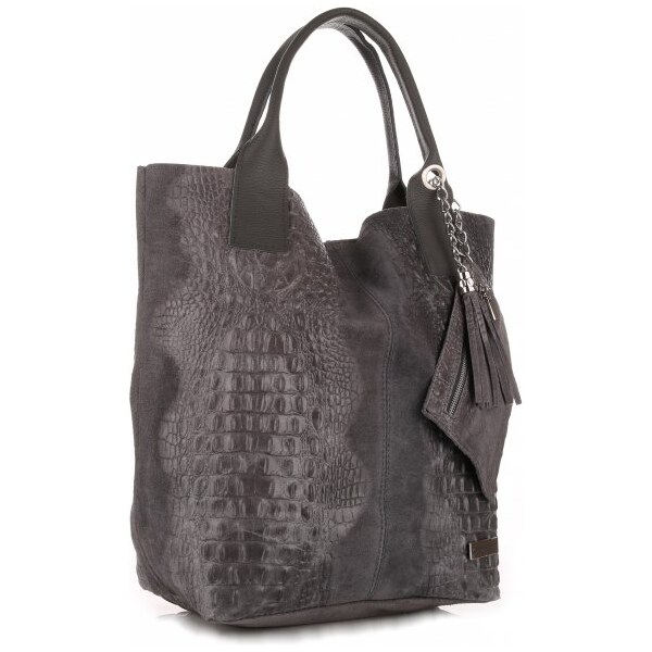 Kožené kabelka shopper bag Vittoria Gotti šedá V877 61074708